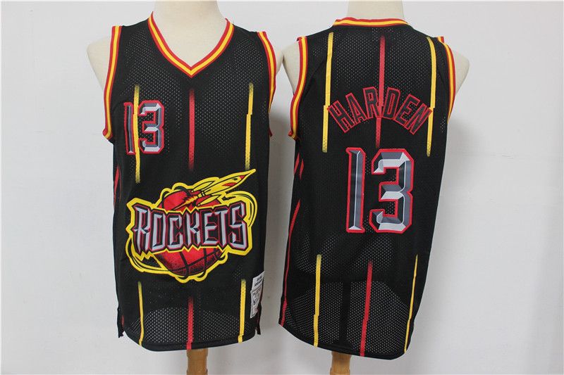 Men's Houston Rockets #13 James Harden Black Hardwood Classics Stitched Jersey